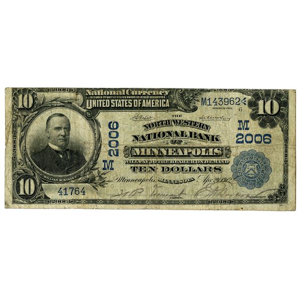 Minnesota. Northwestern National Bank of Minneapolis, $10, Series of 1902 DB, CH#M 2006.