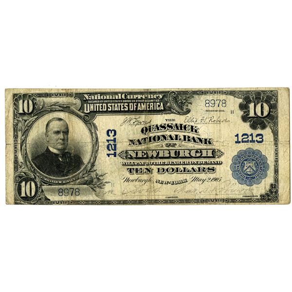 New York. Quassaick National Bank of Newburgh, $10, Series of 1902 PB, Ch#1213.