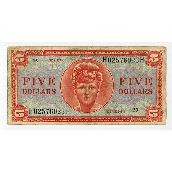 U.S. Military Payment Certificate, Series 611, ND (1964) Issue Note.