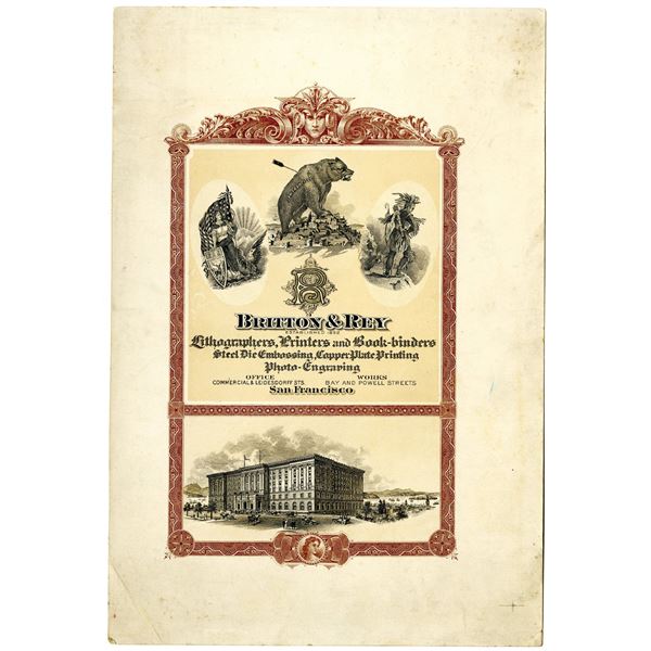 Britton & Rey, ca. 1900-1920 Printers Proof Advertising Sheet
