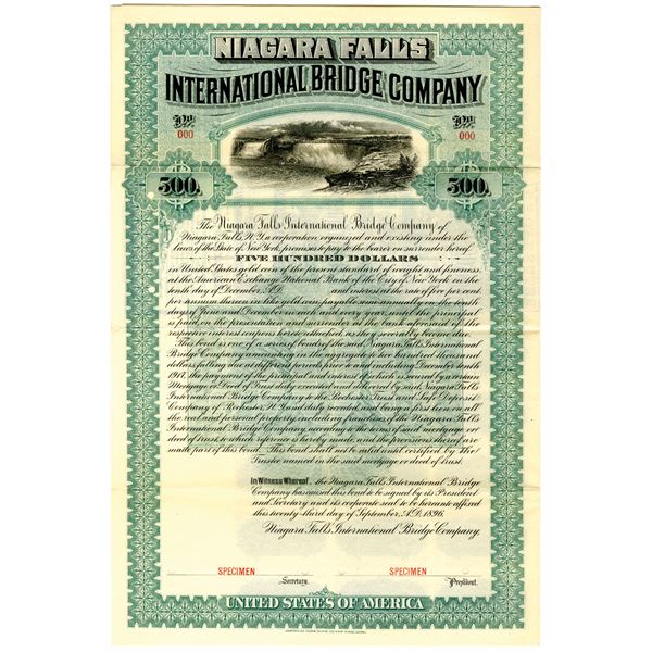 Niagara Falls International Bridge Co. 1896 Specimen Bond