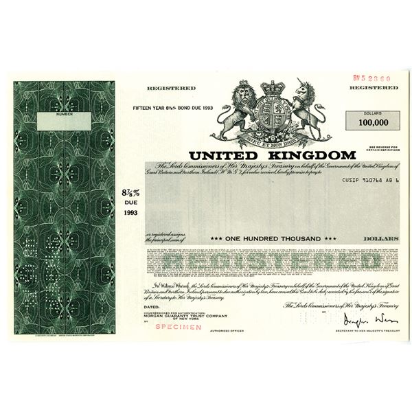 United Kingdom, 1978 Specimen Bond
