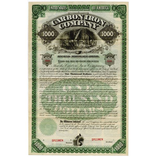 Carbon Iron Co., 1892 Specimen Bond