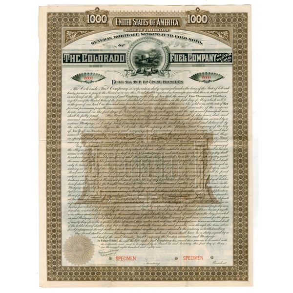 Colorado Fuel Co., 1889 Specimen Bond