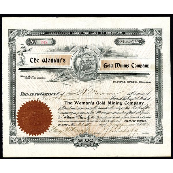 Woman's Gold Mining Co., Issued Stock.