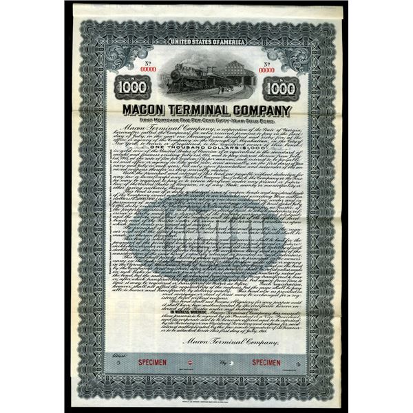 Macon Terminal Co., 1915 Specimen Bond