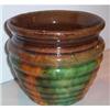 Image 1 : Brush McCoy Ribbed Green and Brown Jardinere #2072796