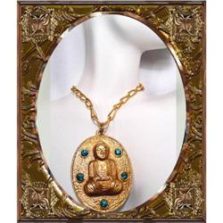 Vintage Jeweled Buddha golden Pendant Necklace #2073245