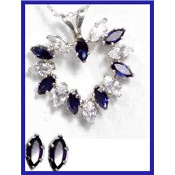 White gold Sapphire Diamond Necklace earrings #2073255