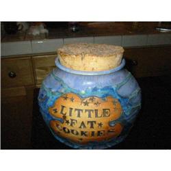 pottery signed lidded LITTLE FAT COOKIES! #2073265