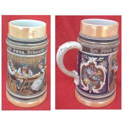 EARLY 1900S HIGHLY EMBOSSED 1L GERMAN STEIN  #2073274