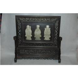 Chinese  White  Jade  Inset  Table  Screen #2087906