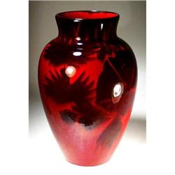 LARGE DUTCH ART POTTERY BURGUNDY RED VASE #2087937