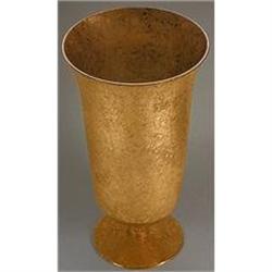 Floral Etched Gold Washed At Deco Glass Vase #2088006