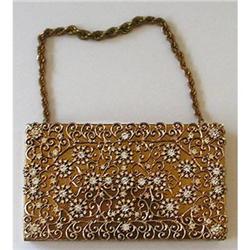 EVANS Rhinestone & Gold Tone Carryall Purse  	 #2088144