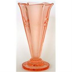 Pink Depression Glass Art Deco Fleur Di Li Vase#2088165