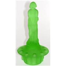 September Morn Green Satin Glass Flower Frog #2088182