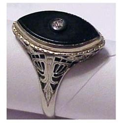 18K white gold onyx and Diamond Estate ring #2088271