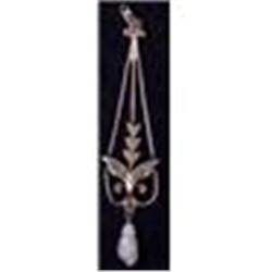 10K Art Nouveau seed pearl Lavalier with large #2088272