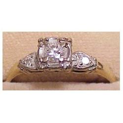 14K  .25 ct  + yg  3 diamonds ring (size 7.5) #2088274