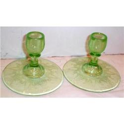 Green Cameo, Ballerina, Pair Candle Holders #2088304