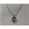 Image 1 : 14K YG Blue Carved Shell Agate Cameo Pendant #2088377