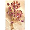 Image 1 : 40's Rhinestone Flower Brooch * Red #2096771