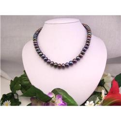 9-10mm Frshwtr Black Pearl Necklace w/Gold #2097013