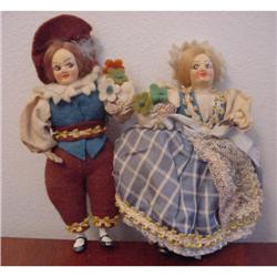 Doll Coth Metal Feet Foreign 4.5" Couple Dolls #2097615