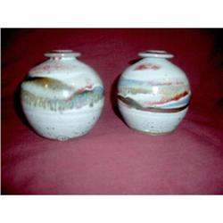 2 STUDIO  POTTERY CANDLE HOLDER SIGNED #2097915