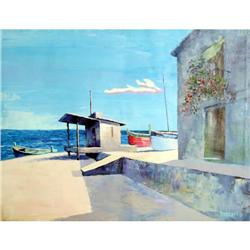 Bassari, Three Boats Seaside Spanish Painting #2106978