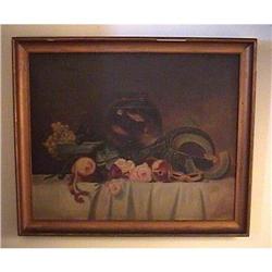 Antique Painting O/C Still Life Fruits #2107124