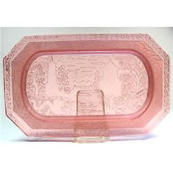 Brockwitz WILLOW Pink Pressed Glass Vanity Tray#2107245