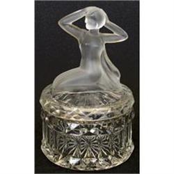 Art Deco Glass Female Figural Powder Jar #2107250