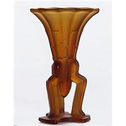 Amber Satin Glass Art Deco Rocket Vase #2107264