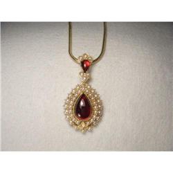 Victorian 18K Gold Garnet Seed Pearl Enhancer #2107583