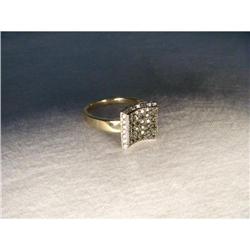 Estate 14K YG Green Amethyst Pave Diamond Ring #2107586