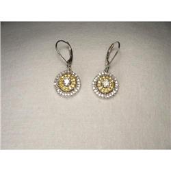 Estate 14K WG Gold Yellow Diamond Drop Earrings#2107597