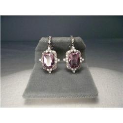 Estate 14K WG Amethyst Diamond Drop Earrings #2107598