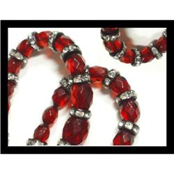 Deco FACET Cherry amber Necklace Czech SIGNED #2107619