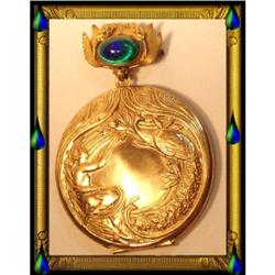 PEACOCK EYE Watch brooch Nouveau  LOCKET #2107620