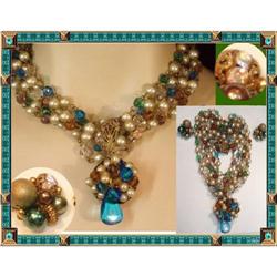 FABULOUS Haskell CLUSTER NECKLACE & ER #2107656