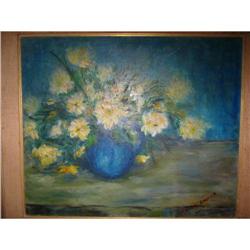 Still Life oil painting on board " Blue Daisy"!#2107670