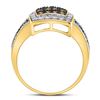 Image 4 : Brown Diamond Square Cluster Ring 1/2 Cttw 10kt Yellow Gold