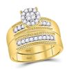 Image 2 : His Hers Diamond Cluster Matching Wedding Set 3/4 Cttw 10kt Yellow Gold