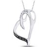 Image 2 : Black Color Enhanced Diamond Simple Heart Pendant 1/20 Cttw Sterling Silver