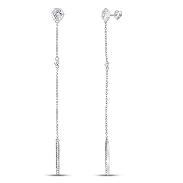 Diamond Drop Dangle Earrings 1/5 Cttw Sterling Silver