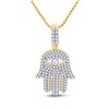 Image 1 : Mens Diamond Hamsa Hand Charm Pendant 1 Cttw 10kt Yellow Gold