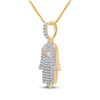 Image 2 : Mens Diamond Hamsa Hand Charm Pendant 1 Cttw 10kt Yellow Gold