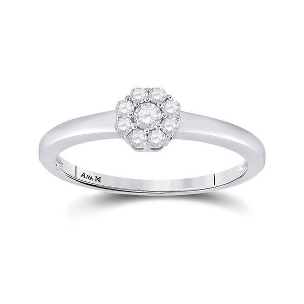 Diamond Cluster Bridal Wedding Engagement Ring 1/5 Cttw 14kt White Gold